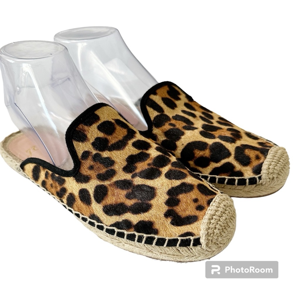 J. Crew Espadrille Mules Leopard Calf Hair Size 7 - Picture 2 of 10